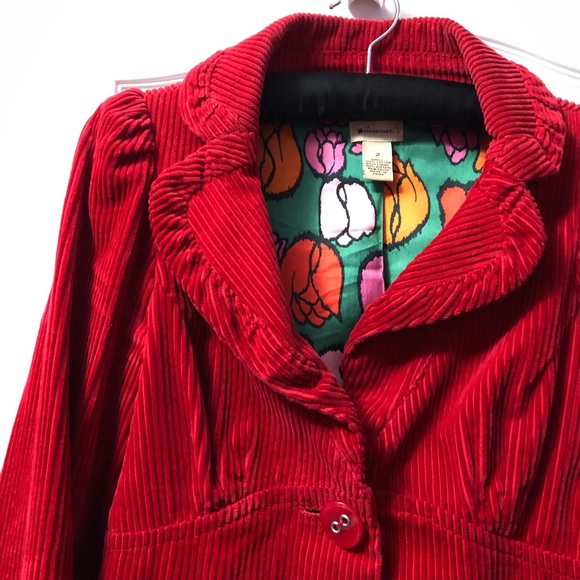 Anthropologie Corduroy Cranberry Blazer Size 2 - Picture 2 of 5